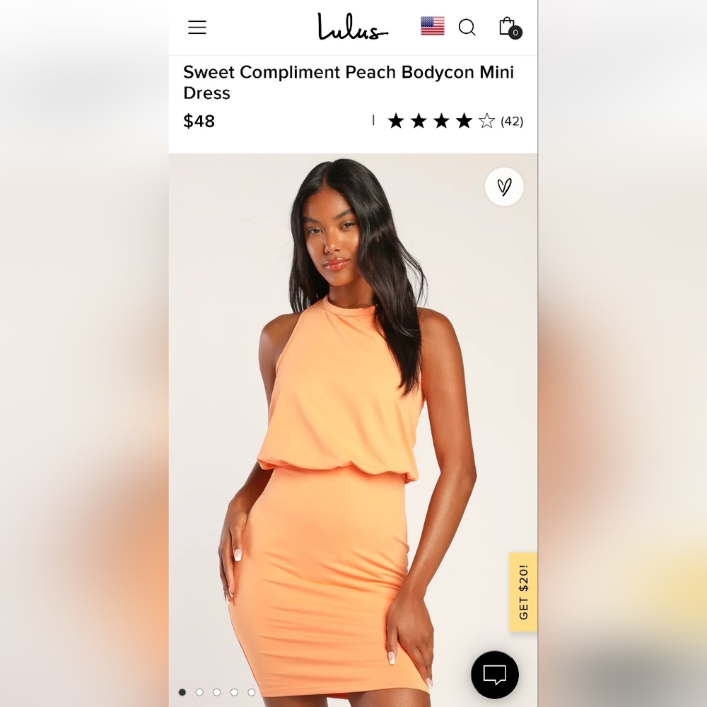 Lulu's Sweet Compliment Peach Bodycon Mini Dress